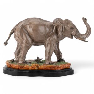 Porcelain Elephant Figurine with Bronze Ormolu