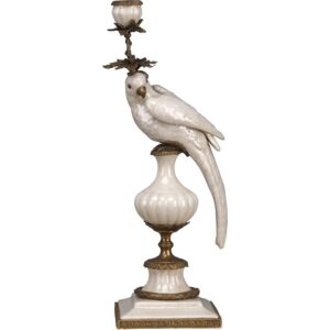 Porcelain Parrot with White Crackle Finish & Bronze Ormolu