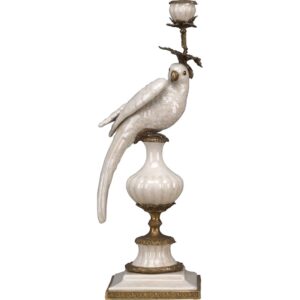 Porcelain Parrot with White Crackle Finish & Bronze Ormolu II