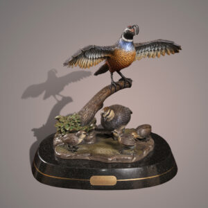 Quail Family Bronze Sculpture by Barry Stein Sculptures
