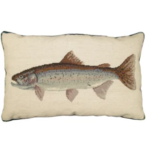Rainbow Trout Needlepoint Pillow 16"x28"