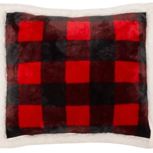 Red Lumberjack Plaid Plush Sherpa Pillow