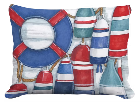 Red and Blue Buoys Pillow