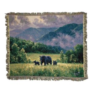 Room to Roam Tapestry Throw – Black Bear with Cubs – Made in the USA (50×60)