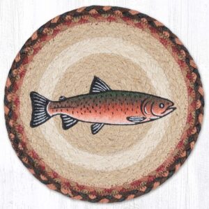 Round Printed Trivet with Pink Salmon Design 10"