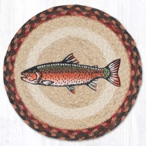 Round Printed Trivet with Red Salmon Design 10"