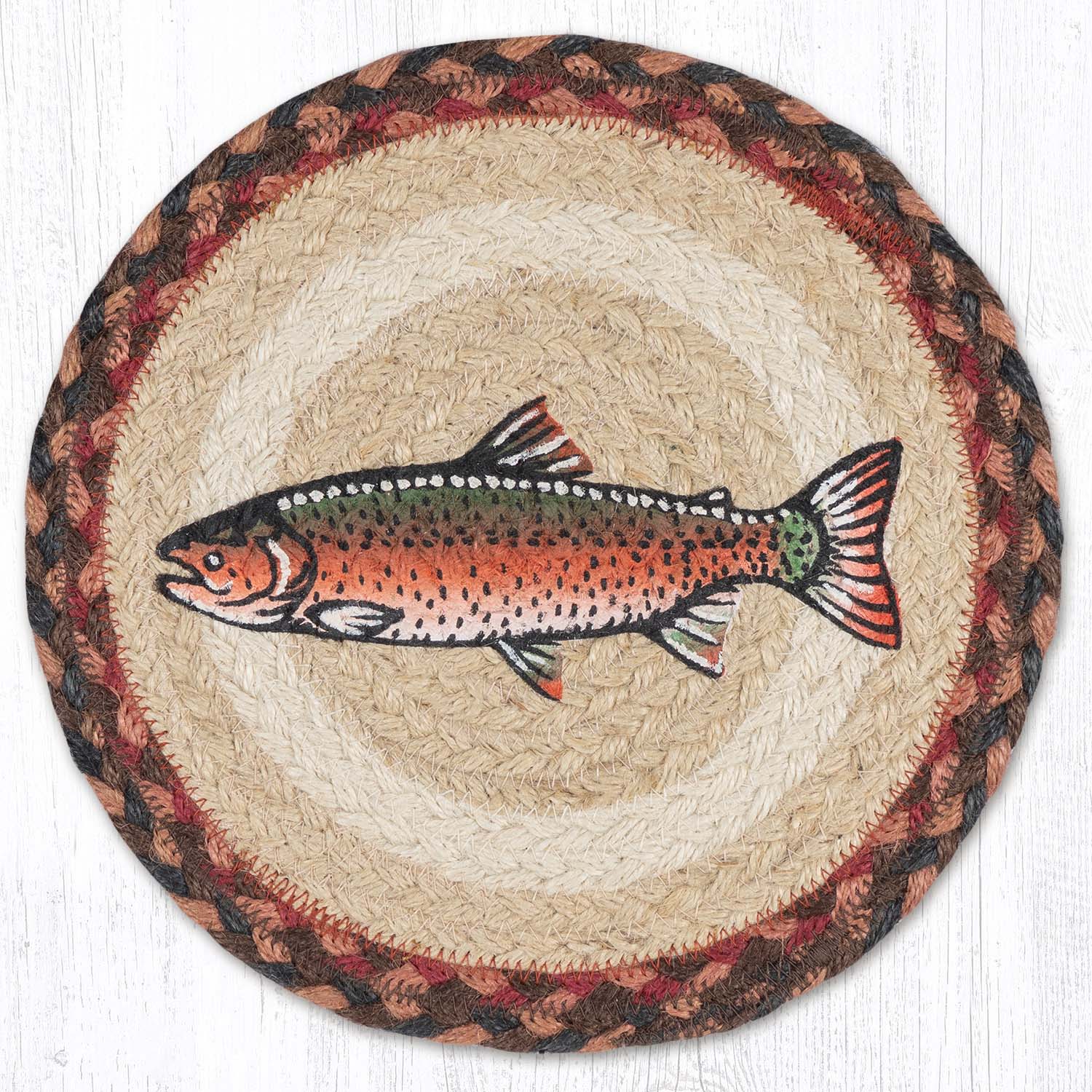 Round Printed Trivet with Red Salmon Design