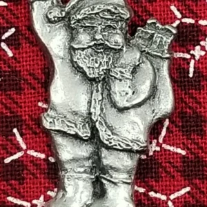 Santa with Gifts Pewter Pin by Andy Schumann