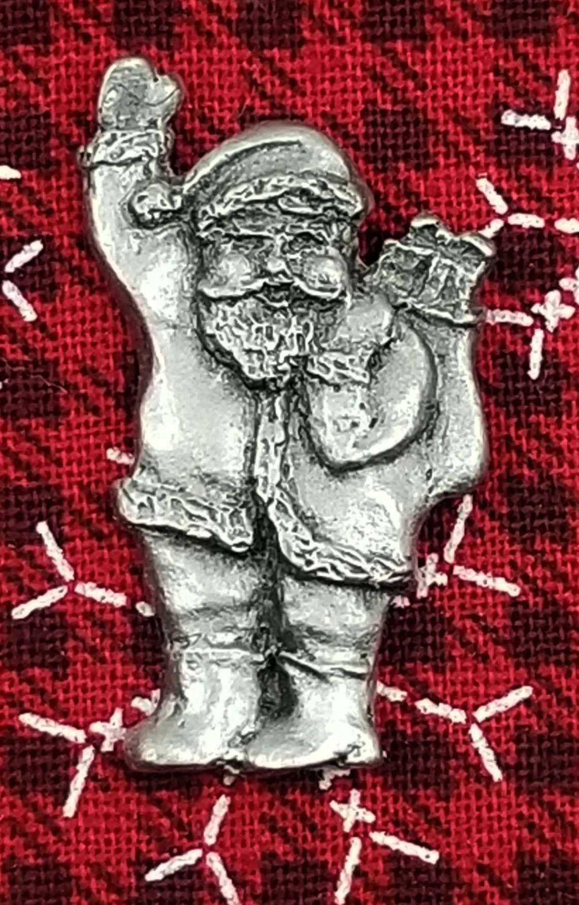 Santa with Gifts Pewter Pin by Andy Schumann