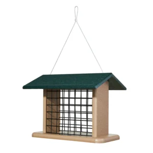 Seed and Suet Block Feeder in Taupe and Green Recycled Plastic