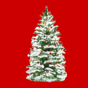 Snow-Covered Decorated Christmas Tree Greeting Cards by Nature Notes