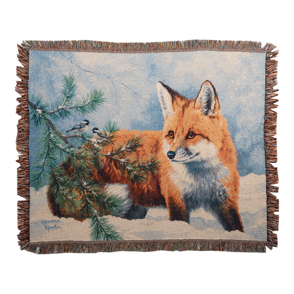 Snow Day Tapestry Throw – Red Fox