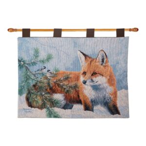 Snow Day Tapestry Wall Hanging – Red Fox – 36×26