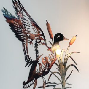 Solo Mallard Hunting Scene 36-inch Metal Wall Decor