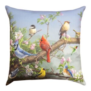 Songbirds In Apple Blossoms Climaweave Pillow 18″ x 18″ (Set of 2)