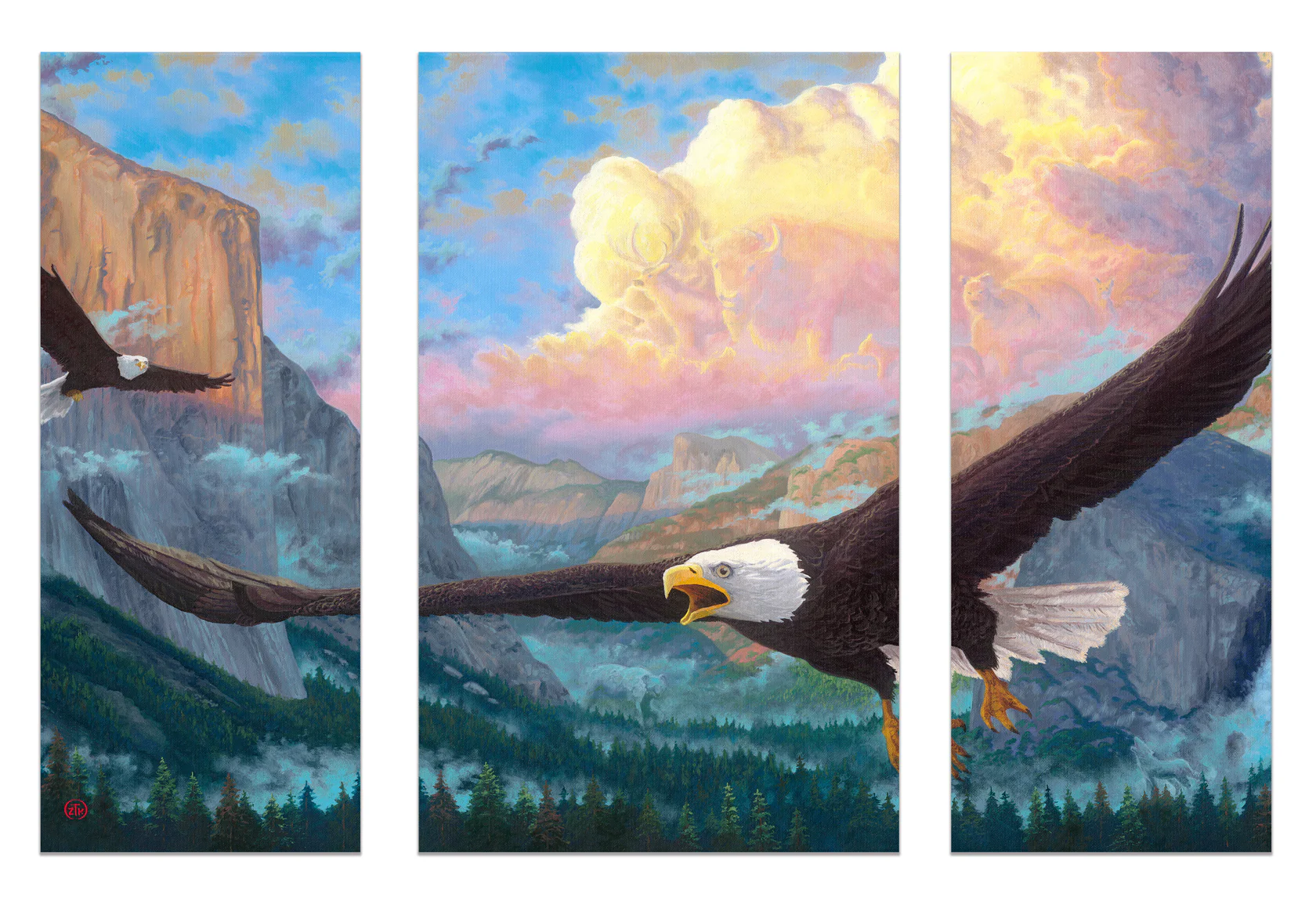 Spirit of Yosemite – Bald Eagle – Triptych Wood Signs
