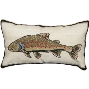 Swimming Bull Trout Needlepoint Pillow 12″x21″