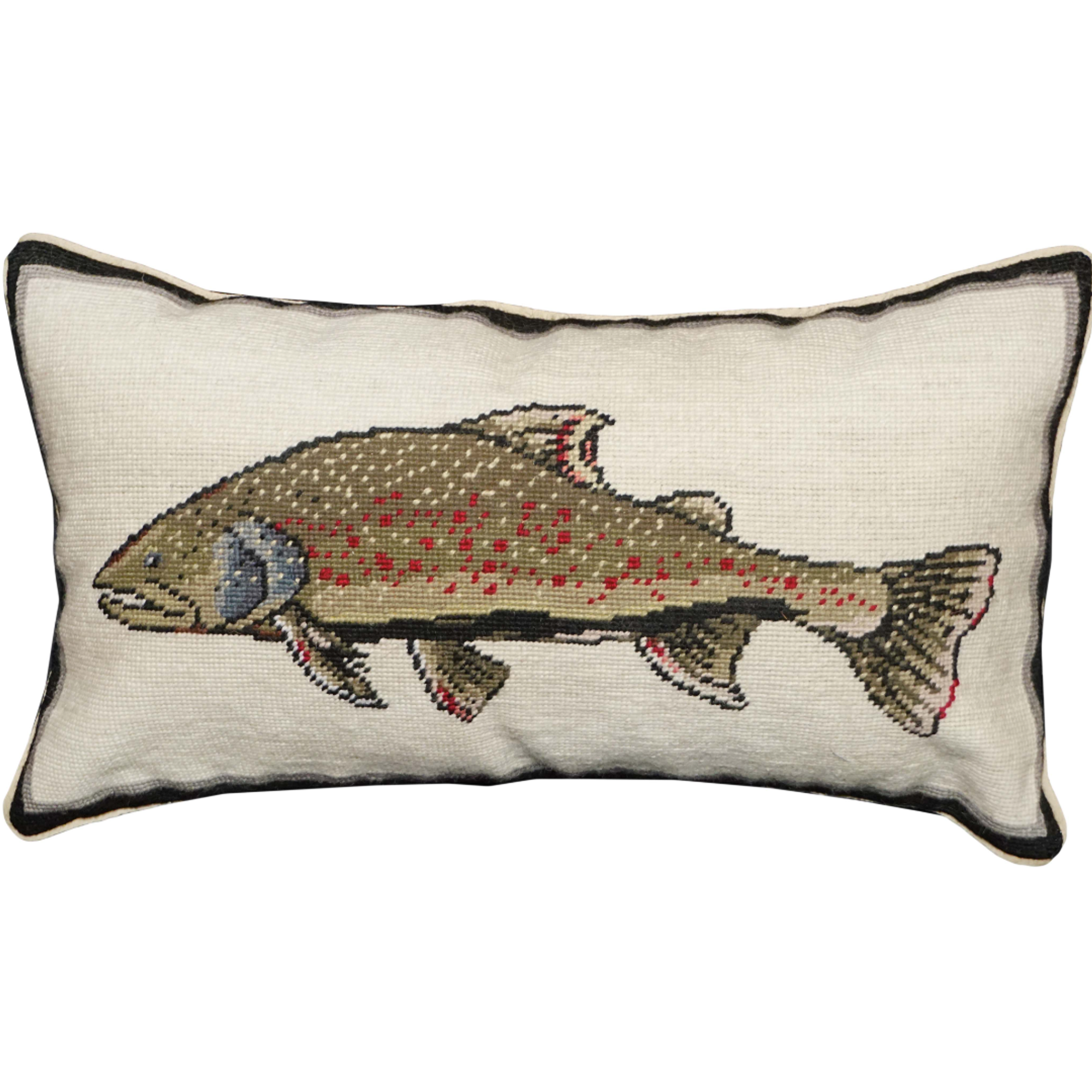 Swimming Bull Trout Needlepoint Pillow