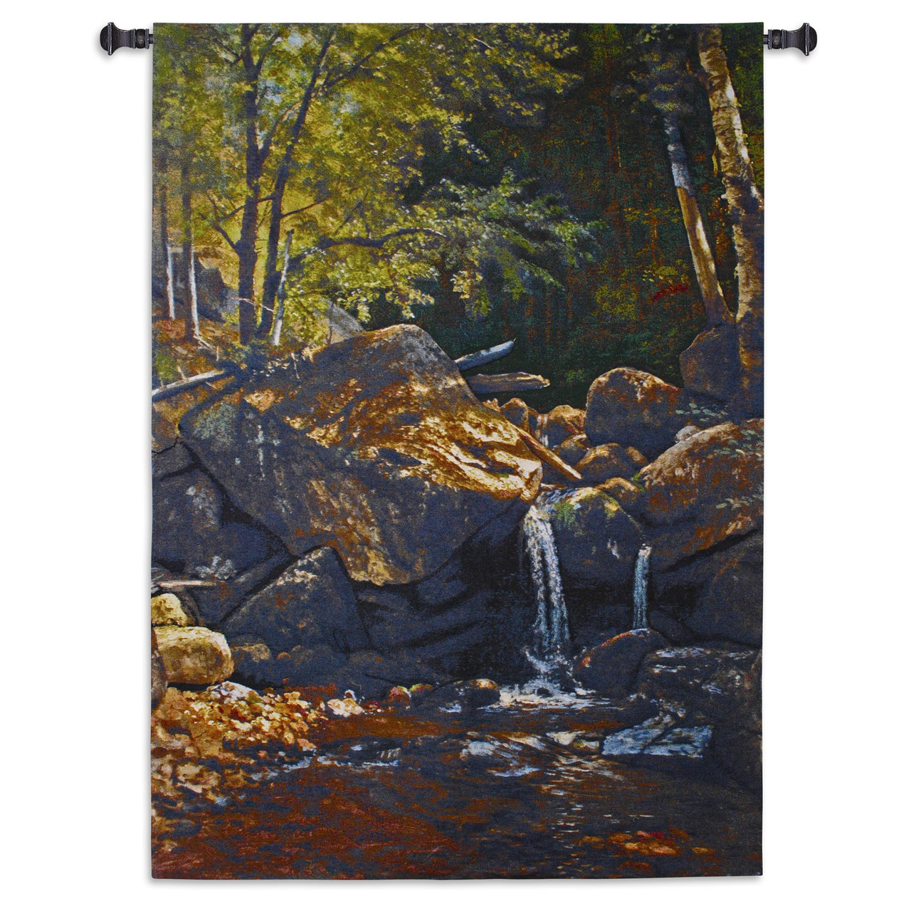 Thompson Cascade by Albert Bierstadt – Woven Tapestry Wall Art Hanging – Gentle Waterfall Landscape 75x53