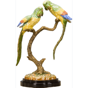 Porcelain Tropical Parrots Figurine with Bronze Ormolu