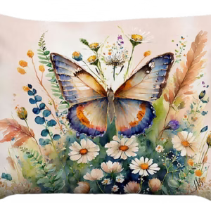 Watercolor Wings 2 Pillow – Blue
