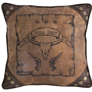 Wild West Country Faux Leather Pillow