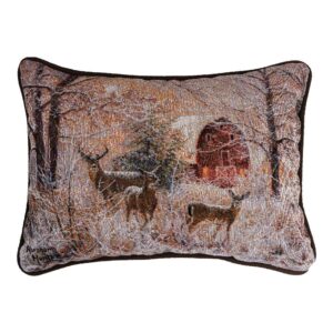 Winter Moonlight Rectangle Woven Pillow – Deer – 17" x 12" (Set of 2)