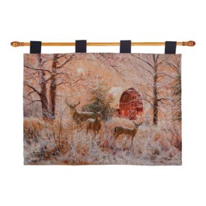 Winter Moonlight Tapestry Wall Hanging – Deer – 36" x 26"