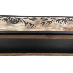 48" Wood Bench with Etched Pine Branch Top and Shelf