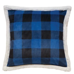 Wrangler® Blue Lumberjack Plaid Plush Sherpa Pillow