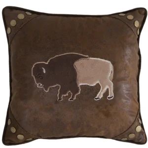 Wrangler® Faux Leather Buffalo Pillow
