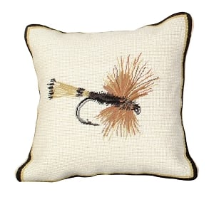 Yellow Tail Fly Needlepoint Pillow 12″x12″