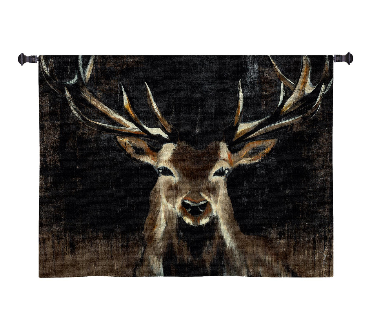 Young Buck – Woven Tapestry Wall Art Hanging – Wildlife Painting with Earth Tones