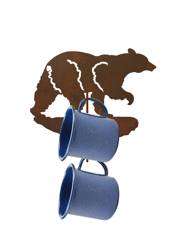 Black Bear 2 Mug Wall Mount Holder