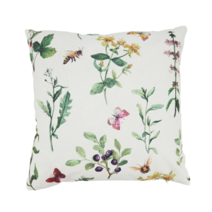 Honey Bee Floral Outdoor Pillow - Poly Filled 18″ x 18″