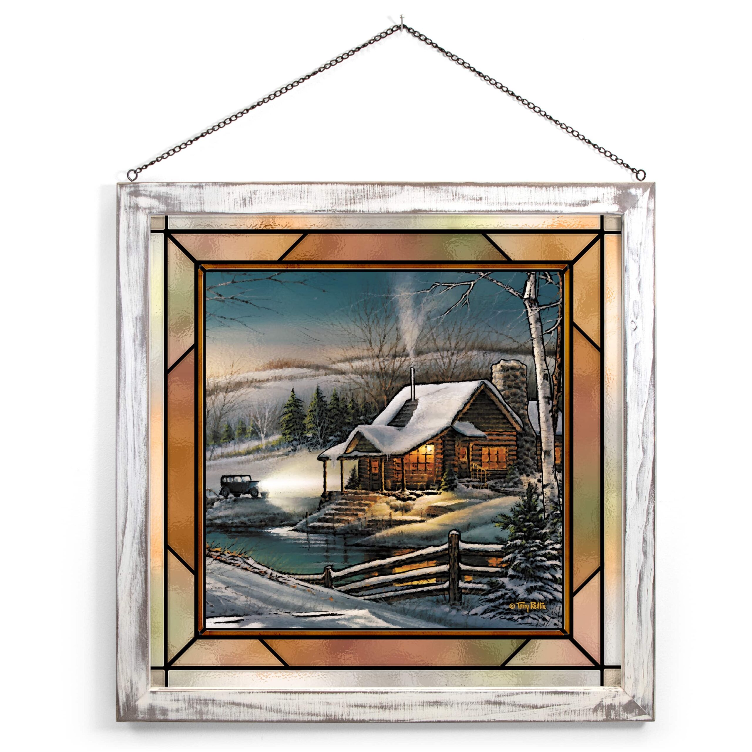 Evening with Friends - Stained Glass Art in Whitewash