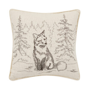 Fox Embroidered Pillow Poly Filled 16×16