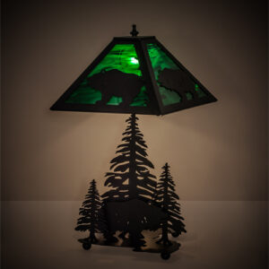21"H Grizzly Bear Through the Trees Table Lamp