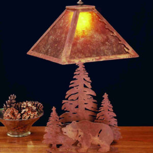 21"H Grizzly Bear Through the Trees Table Lamp