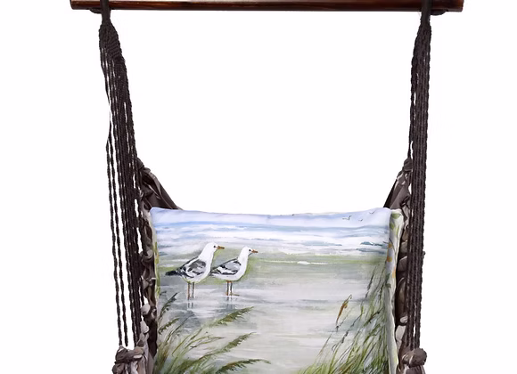 Hammock Swing 4-piece Set - Slate Gray with Seagulls Pillow