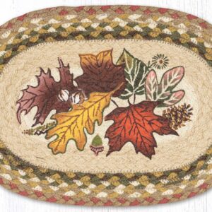 Hand Stenciled Oval Swatch with Autumn Leaves Design 10"x15" Oval