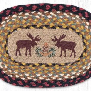 Hand Stenciled Oval Swatch with Moose Pinecone Design 10"x15" Oval