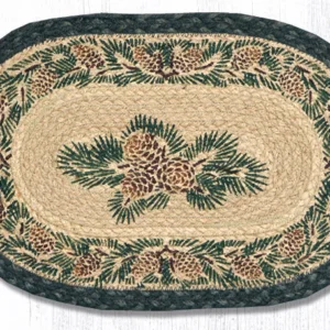 Hand Stenciled Oval Swatch with Pinecone Design 10"x15" Oval