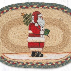 Hand Stenciled Oval Swatch with Santa Design 10"x15" Oval