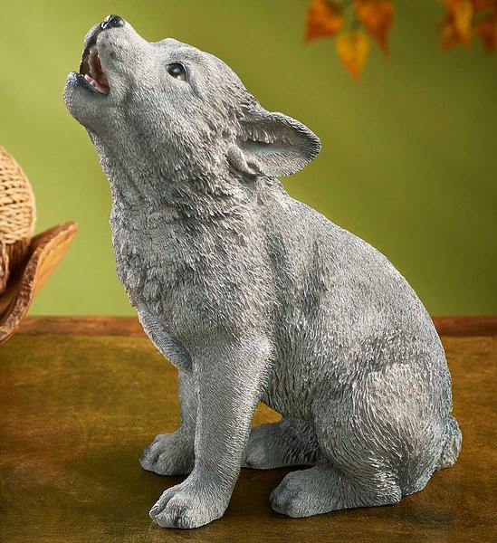 Howling Wolf Pup Statue Figurine