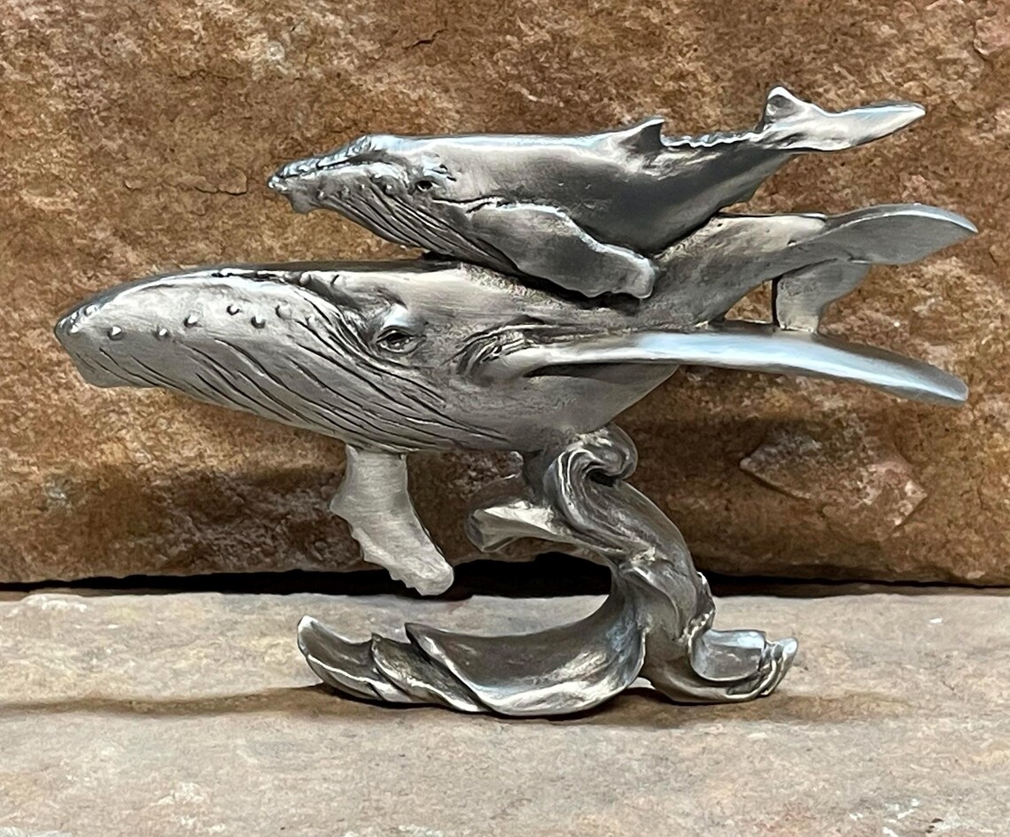 Humpback Whale Pewter Sculpture by Andy Schumann