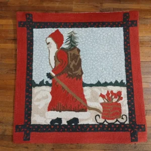Kris Kringle Hooked Wool Rug 3' X 3'