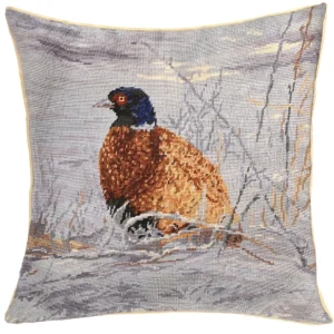 Large Pheasant 18"x18" Needlepoint Pillow
