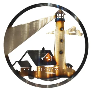 Light House with Beam Circle Art