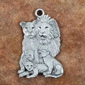 Lion Family Pewter Ornament by Andy Schumann
